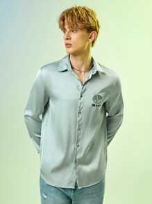 ALIENATED Men Letter Graphic Button Front Shirt - Mint Green - View 5