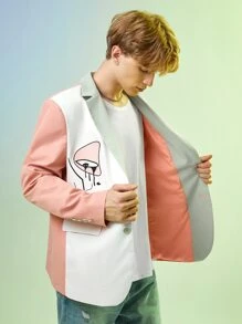 ALIENATED Hombres Blazer con estampado de figura de color combinado - Multicolor - Ver 7