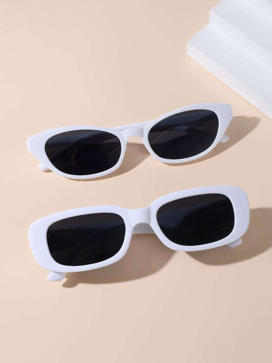 2 pares Gafas de sol de marco cuadrado - Blanco - Ver 1