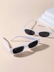 2 pares Gafas de sol de marco cuadrado - Blanco - Ver 2