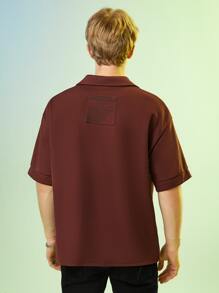 Valeria Aguilar Men Figure Patched Detail Polo Shirt - Rust Brown - View 2