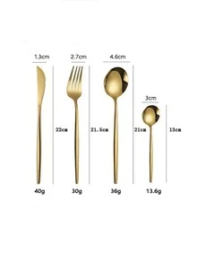 4pcs Stainless Steel Flatware Set - Gold - View 2