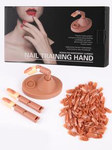 FULL BEAUTY Dụng Cụ Làm Móng Mẫu Dụng Cụ Có Đế & 100 Chiếc Móng Tay Giả Huấn Luyện Tay Thợ Làm Móng Tay Người Mới Bắt Đầu Thao Tác Làm Móng Tay Thực Hành Bộ Dụng Cụ Làm Móng - Hồng - Xem 2