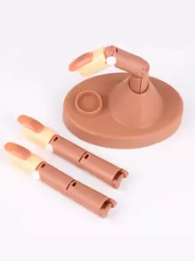 FULL BEAUTY Dụng Cụ Làm Móng Mẫu Dụng Cụ Có Đế & 100 Chiếc Móng Tay Giả Huấn Luyện Tay Thợ Làm Móng Tay Người Mới Bắt Đầu Thao Tác Làm Móng Tay Thực Hành Bộ Dụng Cụ Làm Móng - Hồng - Xem 3