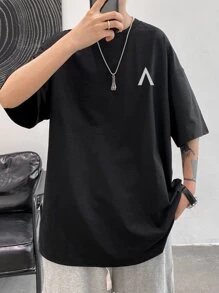 Claim Dot 寬鬆版男士反光幾何印花t恤 - 黑色 - 查看 6