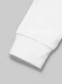 Manfinity Hombres Camiseta de hombros caídos con estampado de letra - Blanco - Ver 4