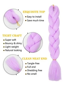 件裝大號編織頭髮 24 英寸適合婦女和兒童日常假期和角色扮演編織服裝粉色紫色藍色多色時尚合成頭髮鉤針接髮有用而靈活的高溫頭髮 - 彩色 - 查看 5