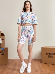 FRIENDS X SHEIN Quần tất nữ Lá thư Giải trí - Nhiều màu - Xem 4