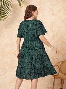 EMERY ROSE Đầm Plus Size Viên lá sen phân lớp Tất cả trên in Giải trí - Nhiều màu - Xem 2