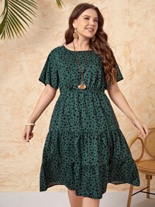 EMERY ROSE Đầm Plus Size Viên lá sen phân lớp Tất cả trên in Giải trí - Nhiều màu - Xem 3