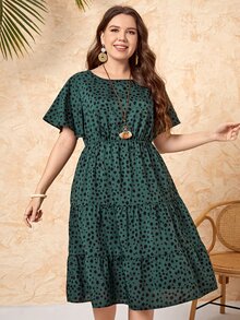 EMERY ROSE Đầm Plus Size Viên lá sen phân lớp Tất cả trên in Giải trí - Nhiều màu - Xem 6