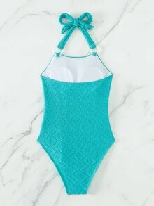 Phụ nữ một mảnh Cắt ra Nhẫn màu trơn - Màu xanh lam - Xem 6