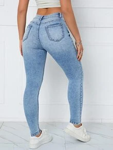 Jeans ajustados desgarro - Lavado ligero - Ver 2