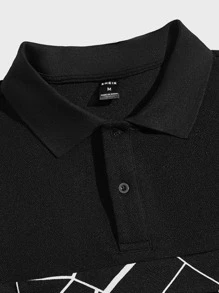 Manfinity Men Graphic Print Polo Shirt - Black - View 3