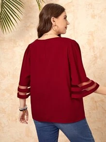 EMERY ROSE Top inserto in rete monocolore - Bordò - Visualizzare 2