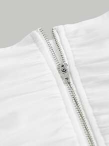 SHEIN x Marika Sila SHEIN MOD Off Shoulder Fish Bone Decoration Ruched Waist White Corset Structure Crop Top