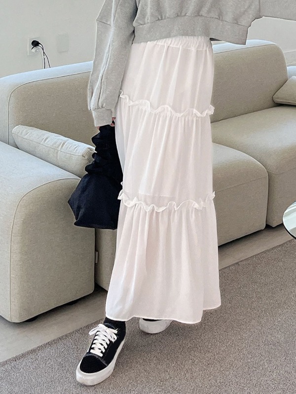 DAZY High Waist Frill Trim Skirt Fall