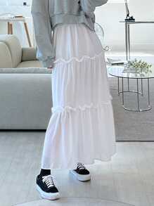 DAZY 高腰荷叶边装饰半身裙