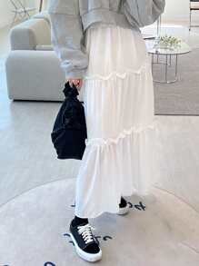 DAZY 高腰荷叶边装饰半身裙