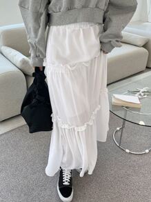 DAZY 高腰荷叶边装饰半身裙