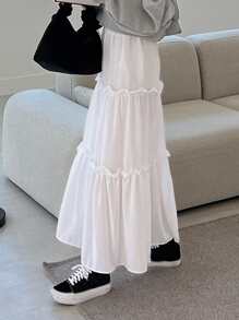 DAZY 高腰荷叶边装饰半身裙