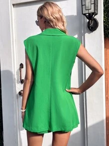 SHEIN Privé 素色西裝背心和吊帶背心和短褲