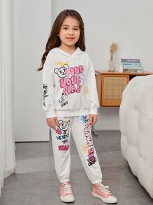 SHEIN Toddler Girls Letter Graphic Sweatpants