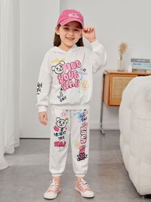 SHEIN Toddler Girls Letter Graphic Sweatpants