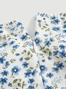 SHEIN MOD 小花蓬袖奶妹連衣裙 - 彩色 - 查看 4