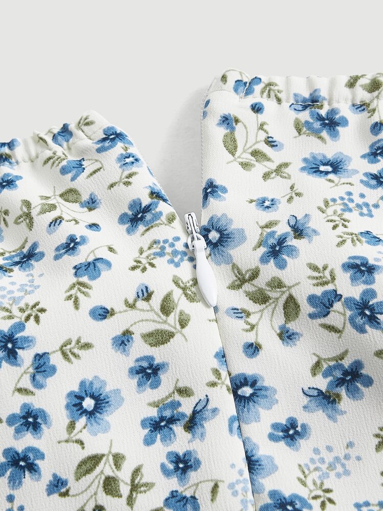 SHEIN MOD 小碎花泡泡袖連衣裙 - 彩色 - 查看 4