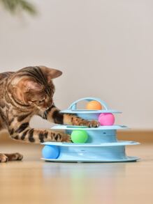 1pc Ball Decor Plastic Cat Teaser Toy - Baby Blue - View 3