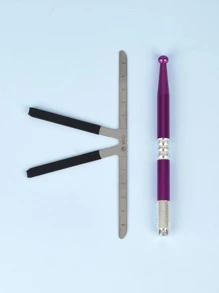 金属尺测量永久化妆纹身三角平衡眉尺 纹绣工具 微针纹绣笔 - 彩色 - 查看 1