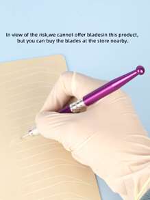 2支专业永久化妆3D微针纹眉手动笔工具，配10张一次性眉尺贴纸微针测量工具 - 彩色 - 查看 4