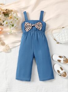 Baby Leopard Print Bow Front Cami Jumpsuit