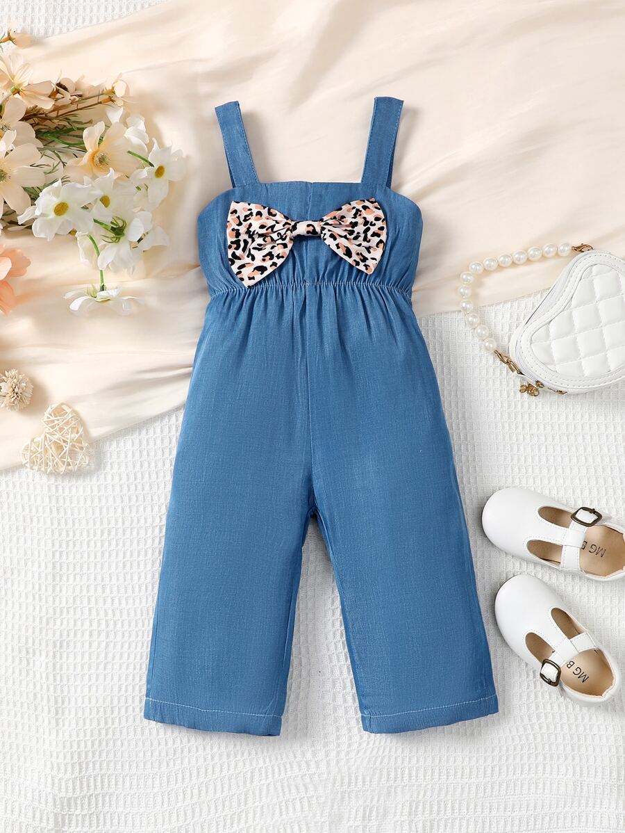 Baby Leopard Print Bow Front Cami Jumpsuit