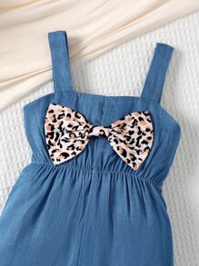 Baby Leopard Print Bow Front Cami Jumpsuit