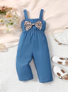 Baby Leopard Print Bow Front Cami Jumpsuit