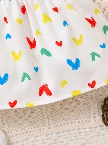 嬰兒愛心圖案荷葉邊連衣裙附包 - 白色 - 查看 4