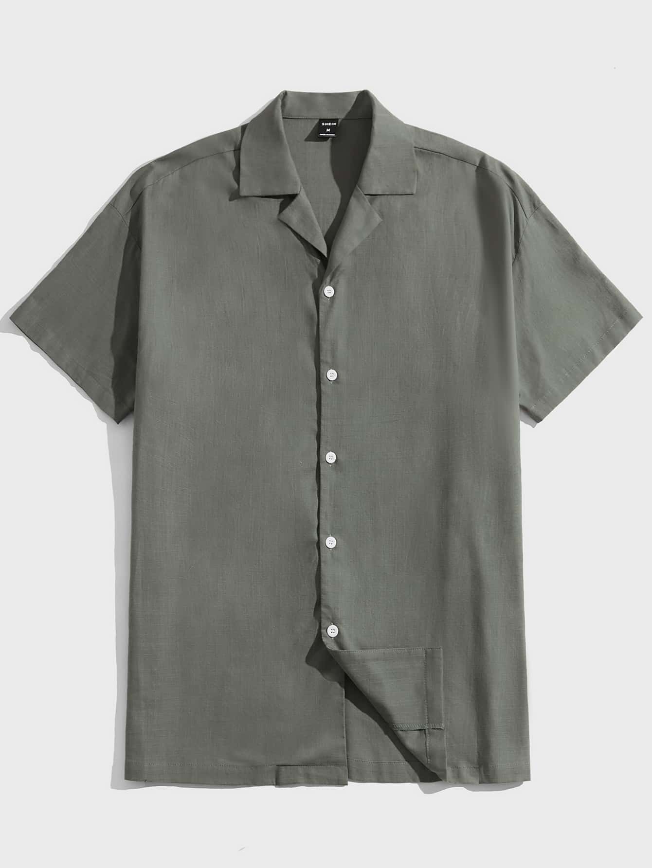 Manfinity RelaxMax Men Lapel Neck Shirt - Army Green - View 1