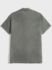 Manfinity RelaxMax Men Lapel Neck Shirt - Army Green - View 2