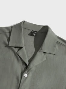 Manfinity RelaxMax Men Lapel Neck Shirt - Army Green - View 3
