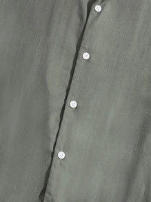 Manfinity RelaxMax Men Lapel Neck Shirt - Army Green - View 4