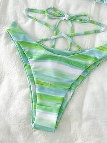 Bộ bikini đi biển mùa hè Tie Dye Frill Trim Bandeau - Nhiều màu - Xem 6