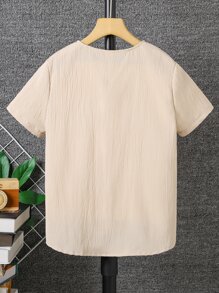 Boys Patched Pocket Shirt Without Tee - Khaki - View 2