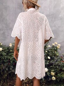 Breezaya Vestido con bordado con ojal de hombros caídos - Blanco - Ver 2