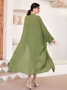 Modelyn con parte delantera abierta Abrigo & Vestido tubo - Verde Oliva - Ver 2