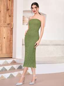 Modelyn con parte delantera abierta Abrigo & Vestido tubo - Verde Oliva - Ver 3