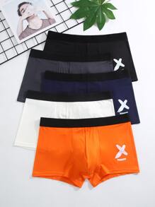 男士5入組標語圖案平角內褲