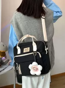 Geantă de școală cu mâner superior cu litere grafică Geantă de școală pentru absolvenți, fete adolescente, boboci, elevi ai doi ani, juniori și seniori în colegiu, universitate și liceu, perfectă pentru în aer liber, călătorii și înapoi la școală