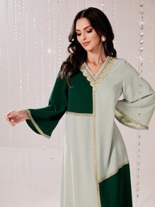 Al Najma Two Tone Drop Shoulder Dress - Mint Green - View 5